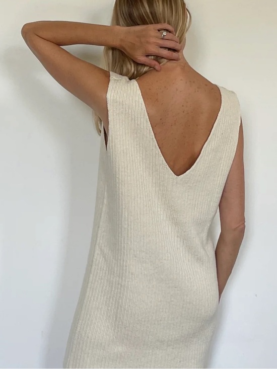 V I N C E N T J A M E S Dresses & Skirts - Vincent James Laine Reversible Regenerative Ribbed Knit Dress — Cream XS